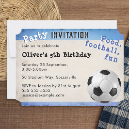 レトロなサッカーチケットのデザインがおしゃれなスポーツテーマの招待状 招待状