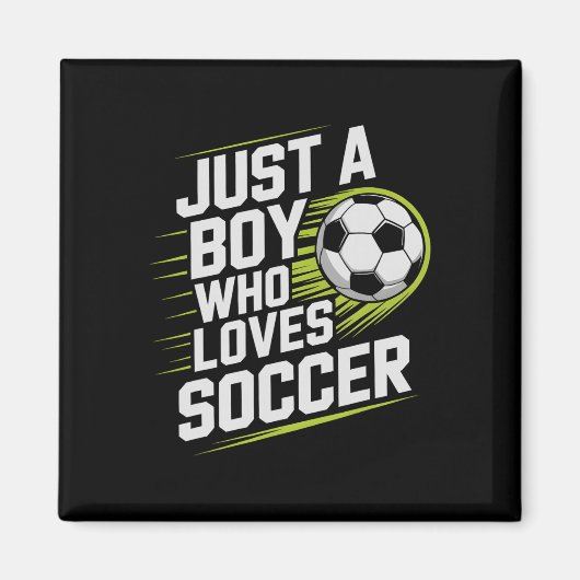 レトロなサッカー少年 サッカー好きな少年 マグネット (正面)