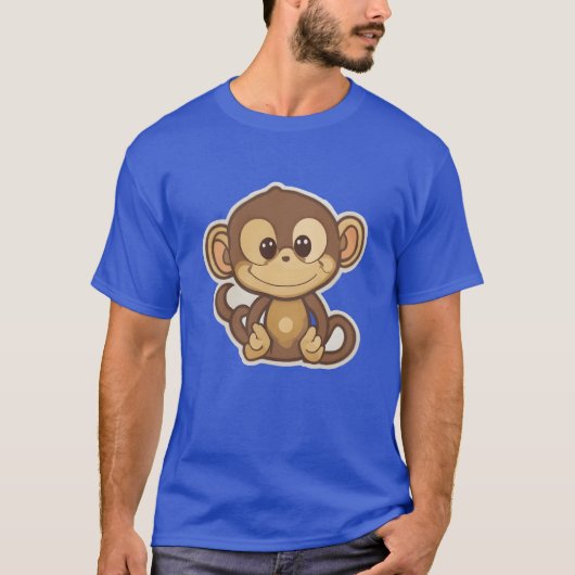レトロなサルキャラクター動物 Tシャツ (正面)