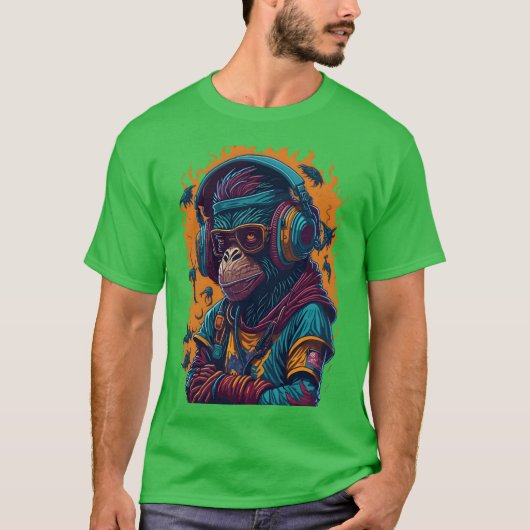 レトロなサルラッパー Tシャツ (正面)