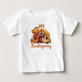 レトロなサンクスギビングのカボチャの水彩画の秋 ベビーTシャツ
