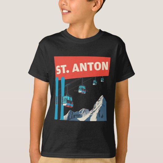 レトロなサンクト・アントン・スキー Tシャツ (正面)