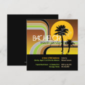 レトロなサンセットトロピカルパームツリー独身パーティー 招待状 (正面/裏面)