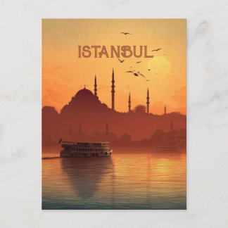 レトロなサンセットビュー イスタンブール トルコ 旅行 ポストカード