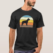 レトロなサンセットピットブル 大好きなピットブルの飼い主 Tシャツ (正面)