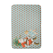 レトロなサンタと女の子のクリスマス バスマット (正面縦)
