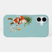 レトロなサンタと女の子のクリスマス iPhone 16ケース (裏面横)