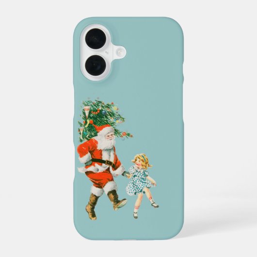 レトロなサンタと女の子のクリスマス iPhone 16ケース (裏面)