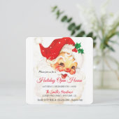 レトロなサンタクロースのお祝い オープンハウス シーズンカード (スタンド正面)