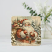 レトロなサンタクロースのイラスト 招待状 (スタンド正面)