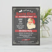 レトロなサンタクロースのクリスマスパーティーチョークボード 招待状 (スタンド正面)