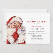 レトロなサンタクロースのクリスマスホリデーパーティー 招待状 (正面)