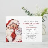 レトロなサンタクロースのクリスマスホリデーパーティー 招待状 (スタンド正面)