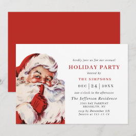 レトロなサンタクロースのクリスマスホリデーパーティー 招待状