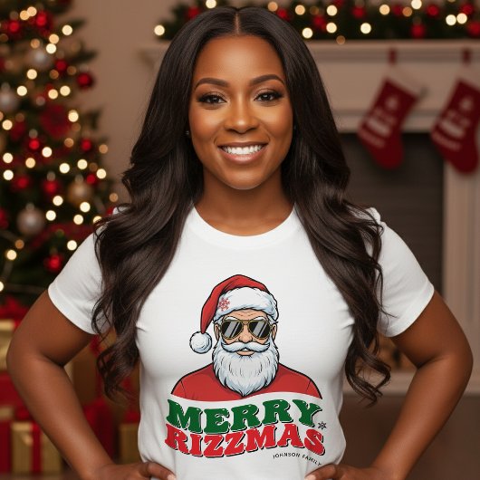 レトロなサンタクロースの楽しいクリスマスデザイン メリー・リズマス Tシャツ
