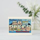 レトロなサンディエゴのグリーティングポストカード ポストカード (スタンド正面)