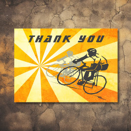 レトロなサンburstが輝くロードバイク サンキューカード
