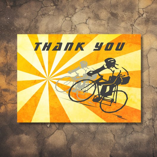 レトロなサンburstが輝くロードバイク サンキューカード