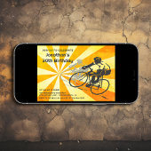 レトロなサンburstバイクの誕生日 招待状