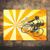 レトロなサンburstバイクの誕生日 招待状