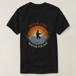 レトロなシグナルロストウォーターファウンドの面白い釣りデザイン Tシャツ