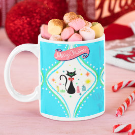 レトロなシャム猫のメリークリスマス コーヒーマグカップ