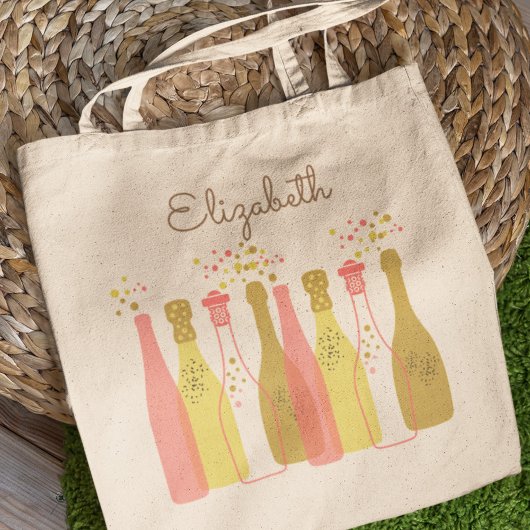 レトロなシャンパンボトル カスタマイズ 1960年代スタイル トートバッグ