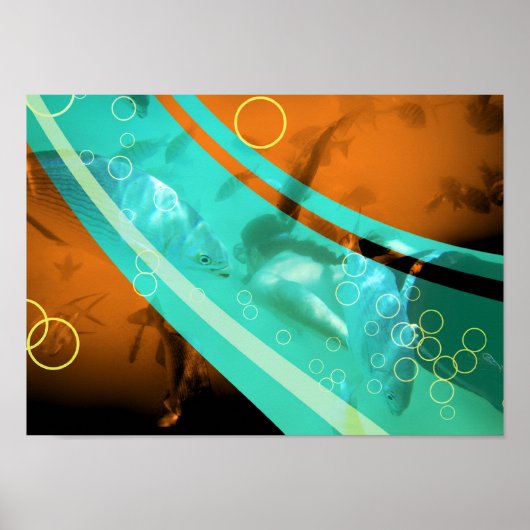 レトロなシュノーケリング写真 ポスター (正面)