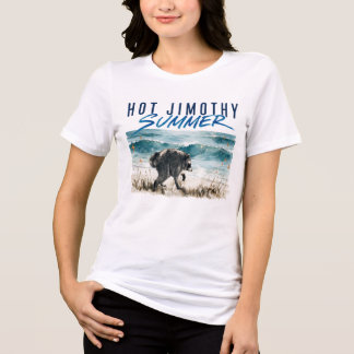 レトロなジモシー夏の面白いアライグマビーチ トライブレンドTシャツ
