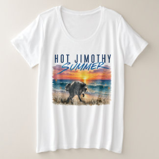 レトロなジモシー夏の面白いアライグマビーチ プラスサイズTシャツ