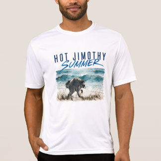 レトロなジモシー夏の面白いアライグマビーチ Tシャツ