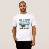 レトロなジモシー夏の面白いアライグマビーチ Tシャツ (正面フル)