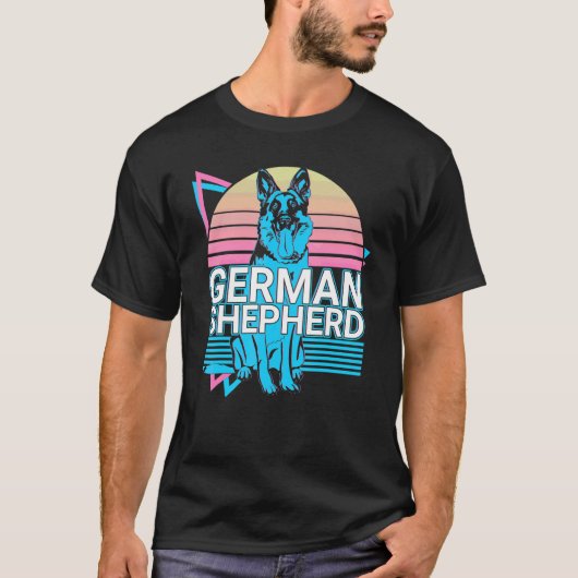 レトロなジャーマンシェパード Tシャツ (正面)