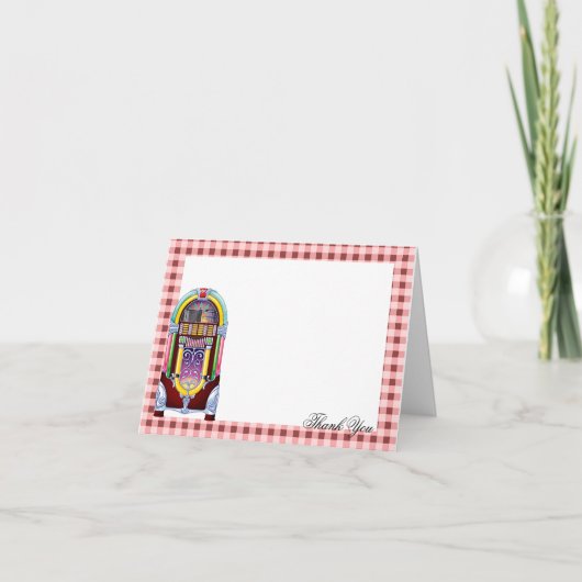 レトロなジュークボックス ウェディング サンクス サンキューカード (正面)