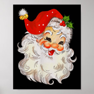 レトロなジョリーサンタクロースの顔 ヴィンテージ聖ニック クリスマス ポスター