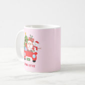 レトロなジングル+アンド+ミングル クリスマス サンタ 赤 コーヒーマグカップ (正面左)