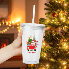 レトロなジングル+ミングル クリスマス サンタ レッド アクリルタンブラー