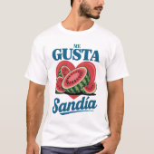 レトロなスイカの「Me Gusta Sandía」サマーテイ Tシャツ (正面)