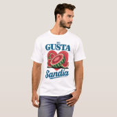 レトロなスイカの「Me Gusta Sandía」サマーテイ Tシャツ (正面フル)