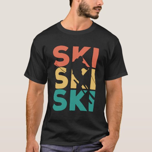 レトロなスキーギフト スキー好きに Tシャツ (正面)