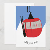 レトロなスキー リフト スキー スノー マウンテン イラスト シーズンカード (正面/裏面)