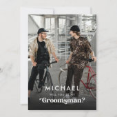 レトロなスクリプトと写真 私のグルームズマンになってくれる? 案内状 (正面)