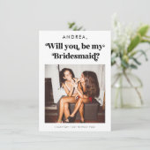 レトロなスクリプトの花嫁の介添え人へのお願いカード 招待状 (スタンド正面)