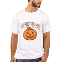 レトロなスケアリースポーシーズンパンプキンTシャツ - ビンテージ・グルービー