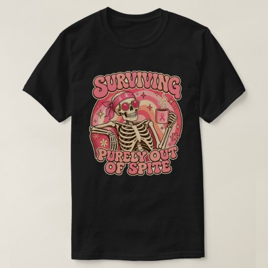 レトロなスケルトンの意地生きデザイン Tシャツ (デザイン正面)