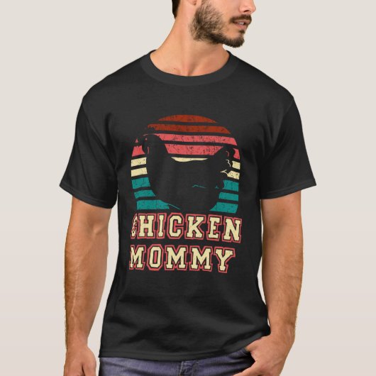 レトロなスタイルのニワトリママ Tシャツ (正面)