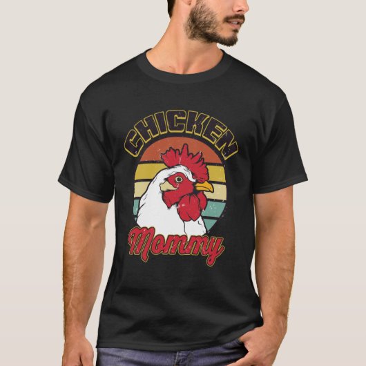 レトロなスタイルのニワトリママ Tシャツ (正面)