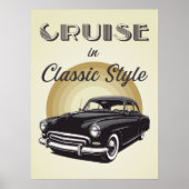 レトロなスタイルの文字の古いスクールカー。 ポスター (正面)
