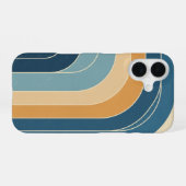 レトロなスタイルの波 iPhone 16ケース (裏面横)