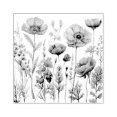 レトロなスタイルの花の園 ラバースタンプ (インプリント)